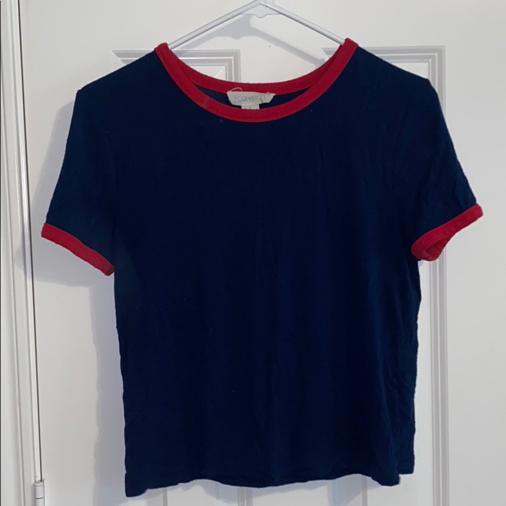 Blue top with red lining